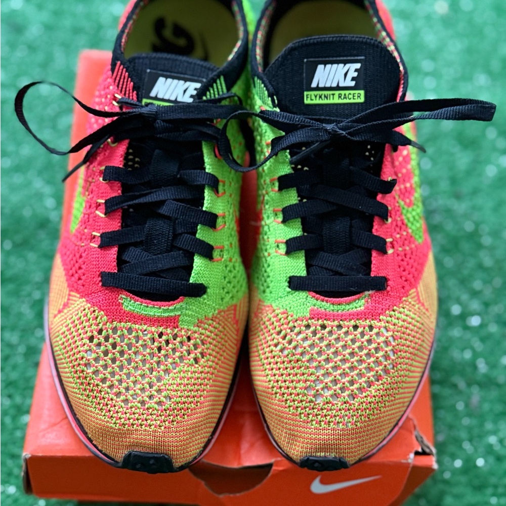 Nike Flyknit Racer in Neon Pink, Green, and Orange